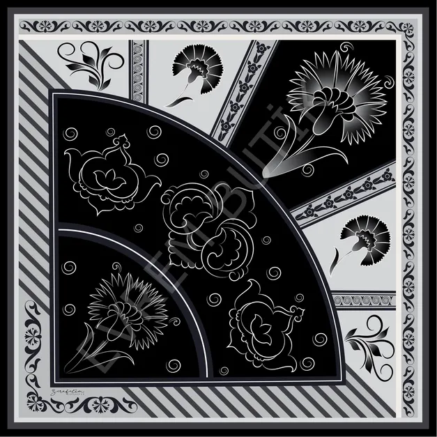 ÇİNİ DESEN İPEK TWİLL EŞARP