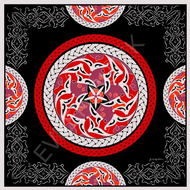 OTTOMAN DESEN İPEK TWİLL EŞARP