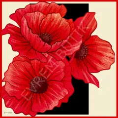 3 ÇİÇEK DESEN İPEK TWİLL EŞARP