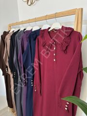 TRİKO ELBİSE DANTEL YAKA