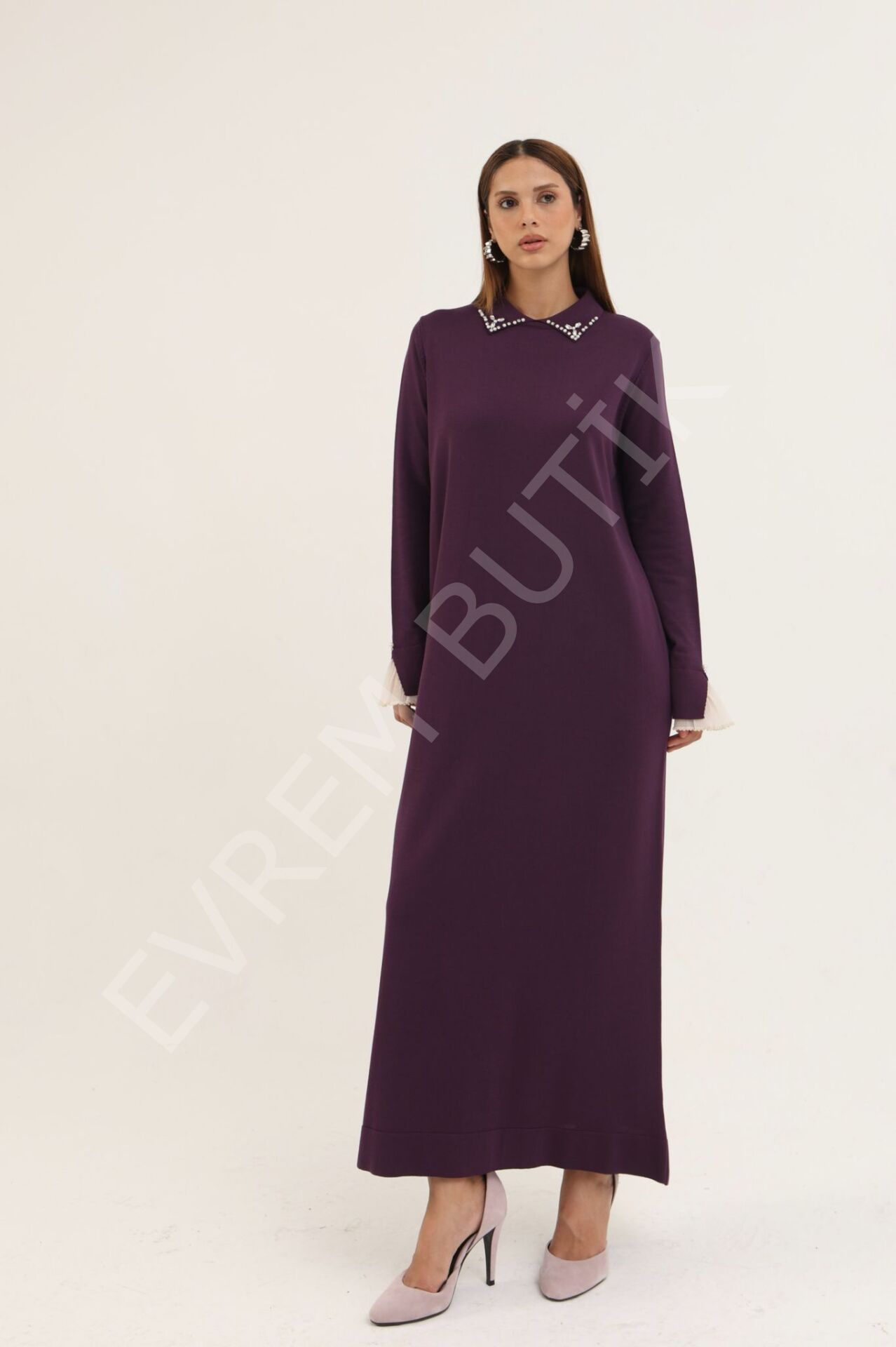 KOLLARI FIRFIRLI ELBİSE