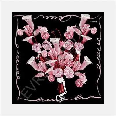 İncili Zerafet Desen İpek Twill Eşarp