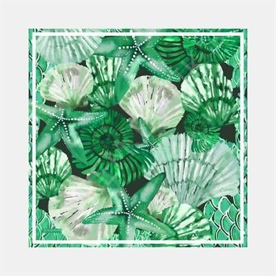 Deniz Kabuğu Desen İpek Twill Eşarp