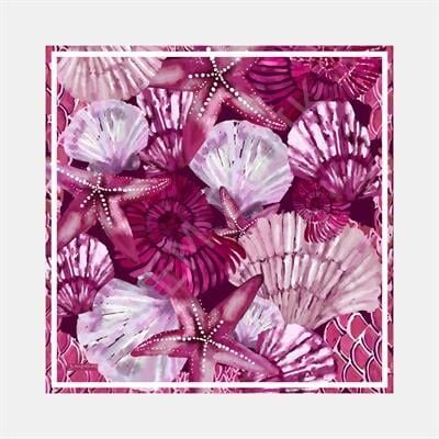 Deniz Kabuğu Desen İpek Twill Eşarp