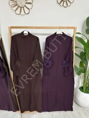 GÜL DETAYLI TRİKO ELBİSE